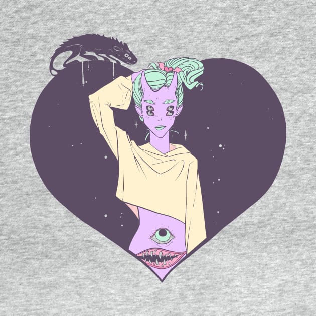 Alien Monster Girl With Heart by cellsdividing